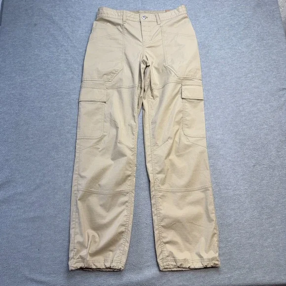 Prana Pants Women 4 Beige Palisades Ripstop Utility Cargo Elastic Waist Hike NEW - Picture 1 of 11